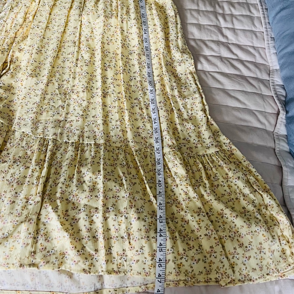 Yellow Floral Smocked ruffle Midi Dress Bridgerton style Size XL - Picture 13 of 15